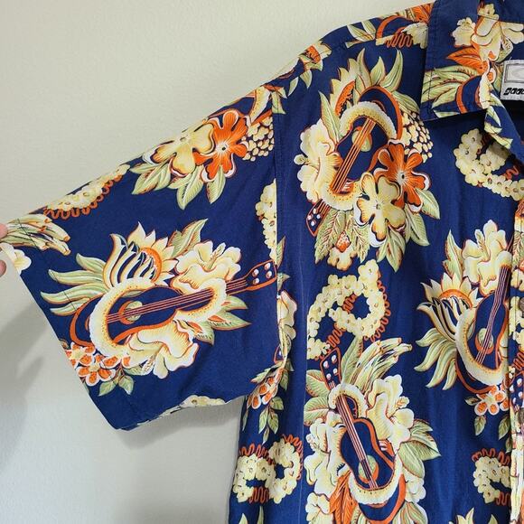 Good Vibes Hawaiian Ukulele Button Up Casual Shirt - Picture 3 of 8